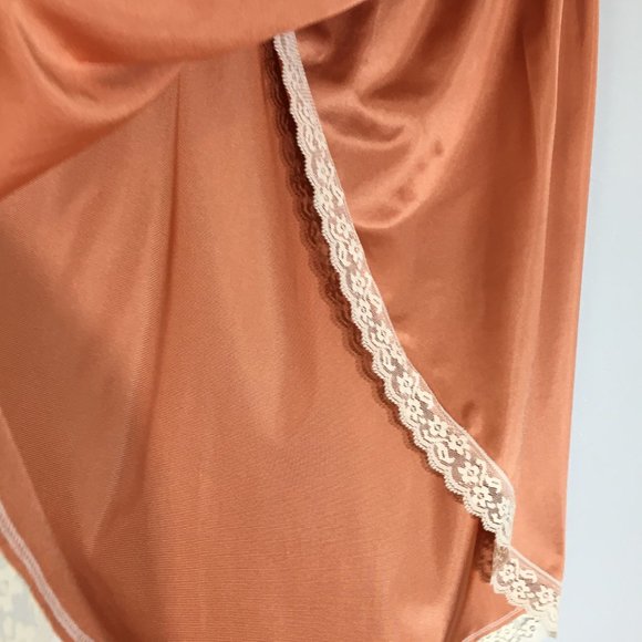 Vintage Copper Colored Half Slip, Feminine Slip Skirt, Wrap High Slit Coquette - Picture 9 of 16
